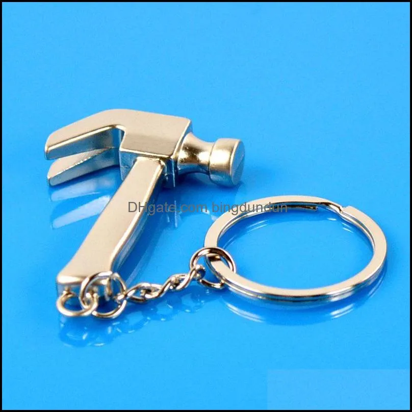 100pcs mini metal keychain personality claw hammer pendant model claw hammer key chain ring party gift favor favors zza11939