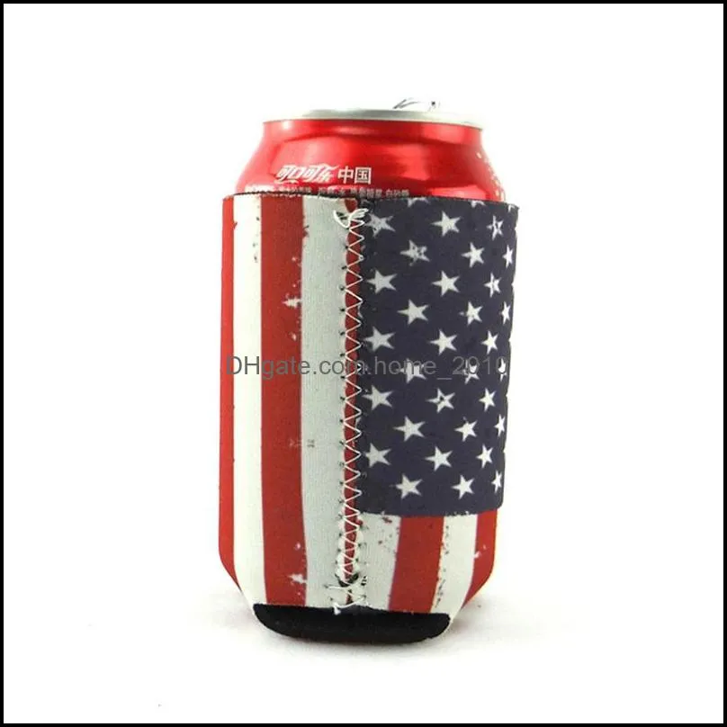 neoprene can sleeves america national flag printed beverage coolers beer cup cover bottle holder drinkware dhs 200pcs dslyw2153