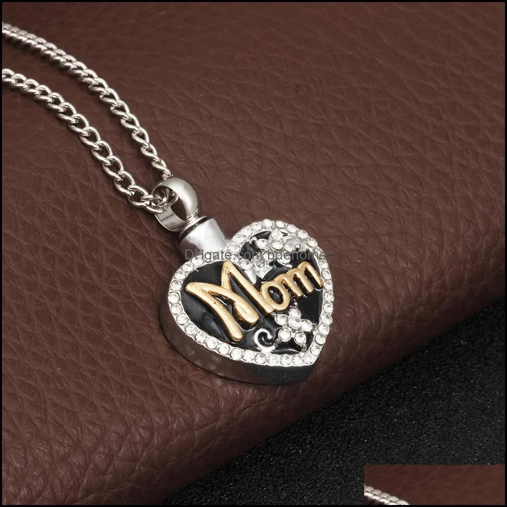 love heart casket necklace can be opened with diamond flower love pendant mother letter necklace bdehome