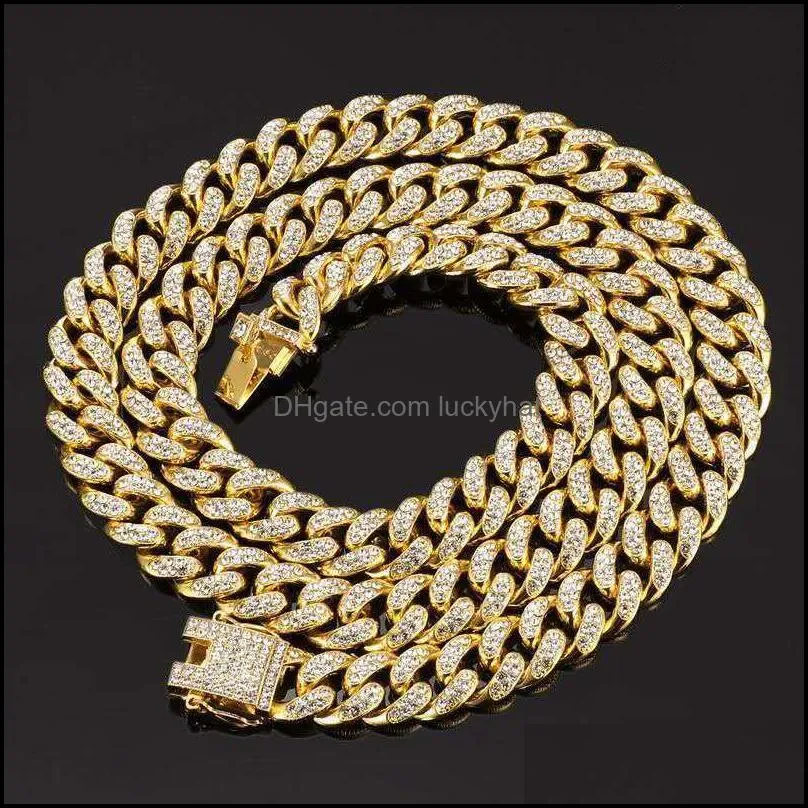 mens iced out chain hip hop jewelry necklace bracelet gold silver  cuban link chains necklaces 38 m3