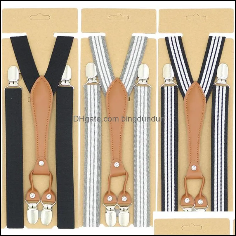 suspenders men classic pants strap y back 115cm casual retro trouser braces 4 clips elastic male suspender belt pad12020