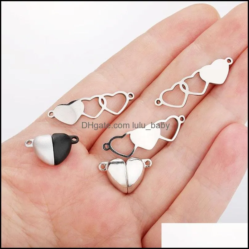 round heart alloy strong magnetic lobster clasps charm components for bracelets connectors buckle hook ball diy jewelry making