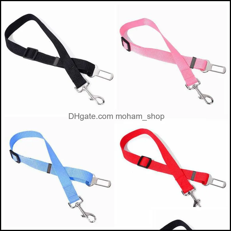 classic solid color dog leashes adjustable nylon car vehicle safety pet seat belt leashes seatbelt harness for dogs