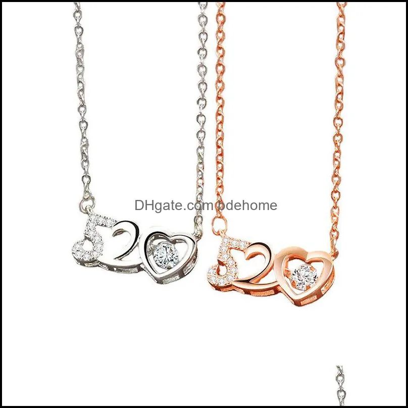 number 520 necklace set with zircon pendant necklace birthday party gift bdehome