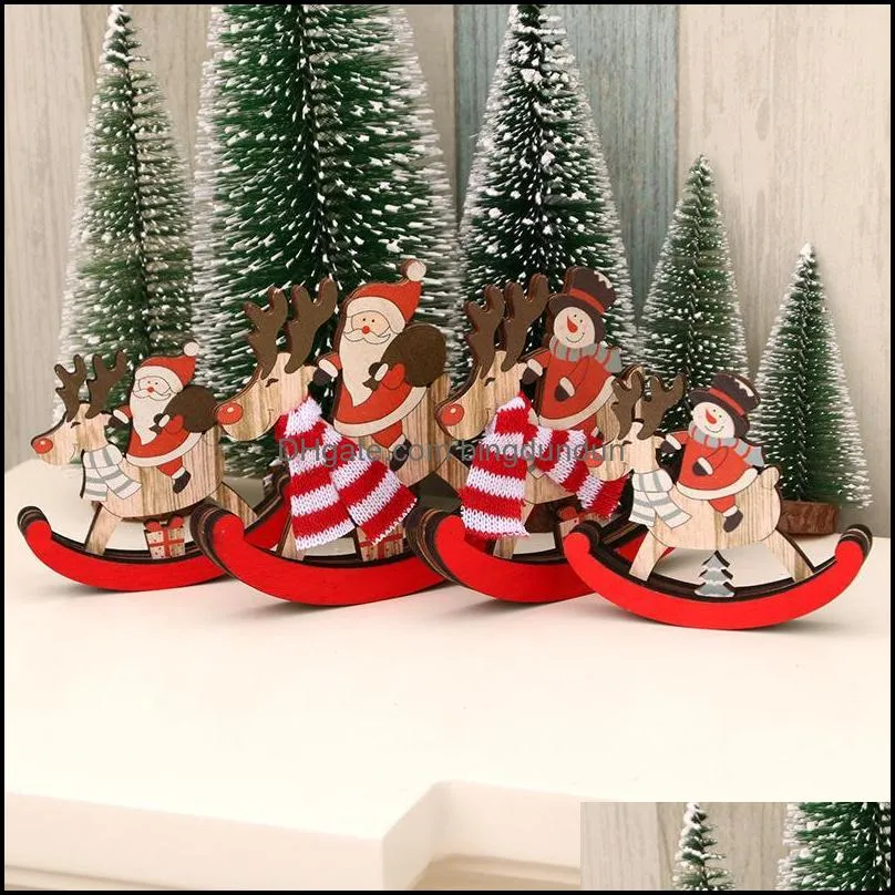 new decorations christmas wooden rocking horse christmaes snowman santa gift ornaments party supplies festive gifts pad11271