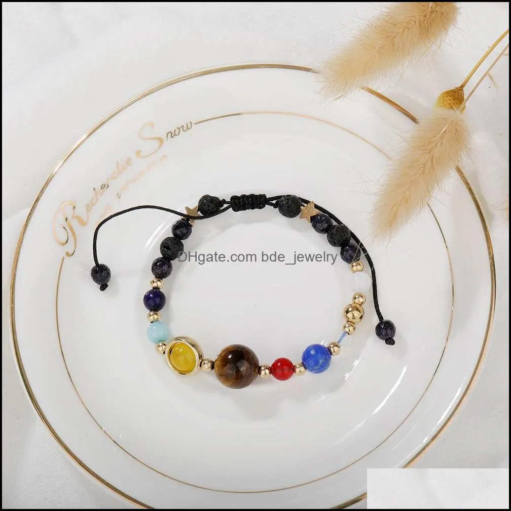  galaxy planets bead bracelet for women men natural stone universe solar yoga chakra handmade braided bracelet jewelry wholesale