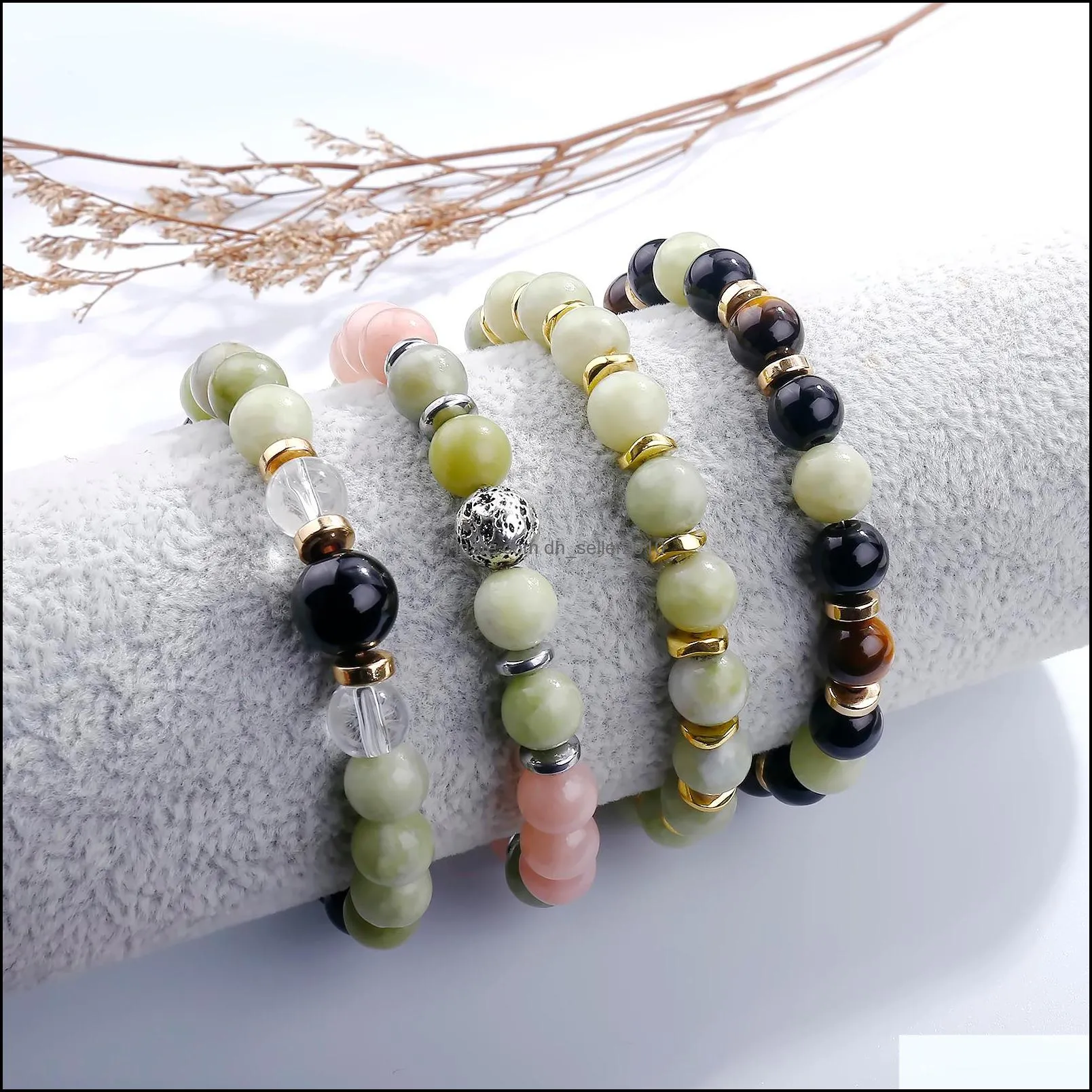 bead chain bracelet natural stone charm onyx beaded couple distance bracelets for women men friend gift stretch jewelry