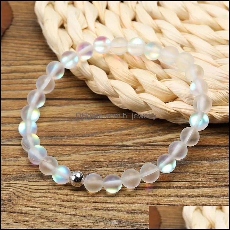 spectrolite beads bracelet handmade trendy jewelry grind arenaceous glass bead charm lucky bracelet for women girls gift wholesalez