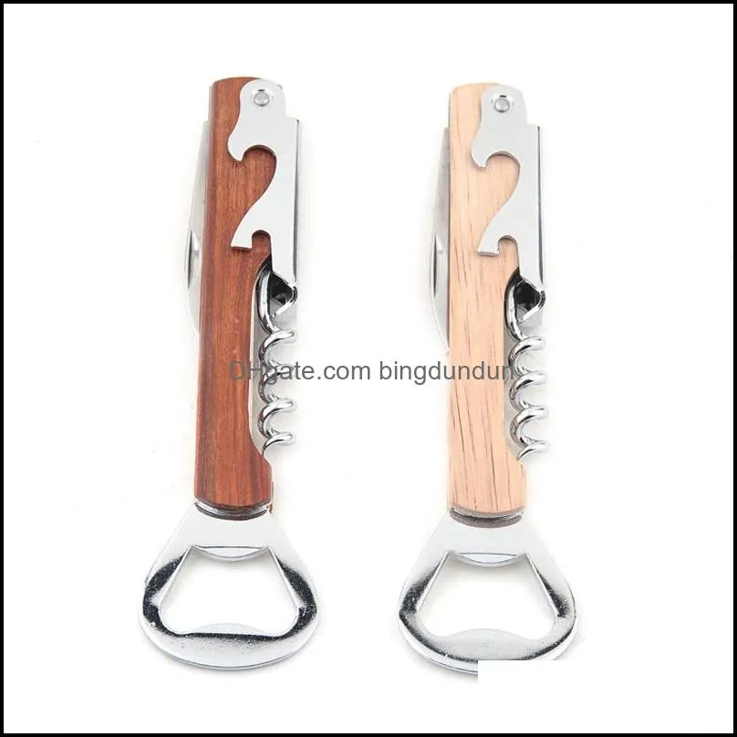 wood handle professional wine opener multifunction portable screw corkscrew wine bottle opener cook tools kitchen accessories pab15399