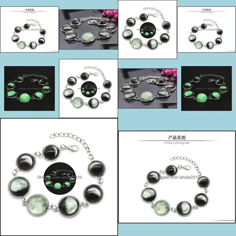 glow in the dark jewelry lunar cabochon glass dome glowing bracelets pulseira charm bracelet