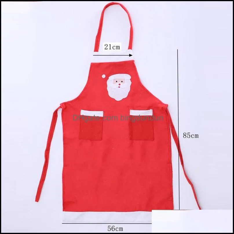 christmas apron for santa claus with pockets fabric kitchen accessories home baking cleaning dinner christmas party decoration dh0296