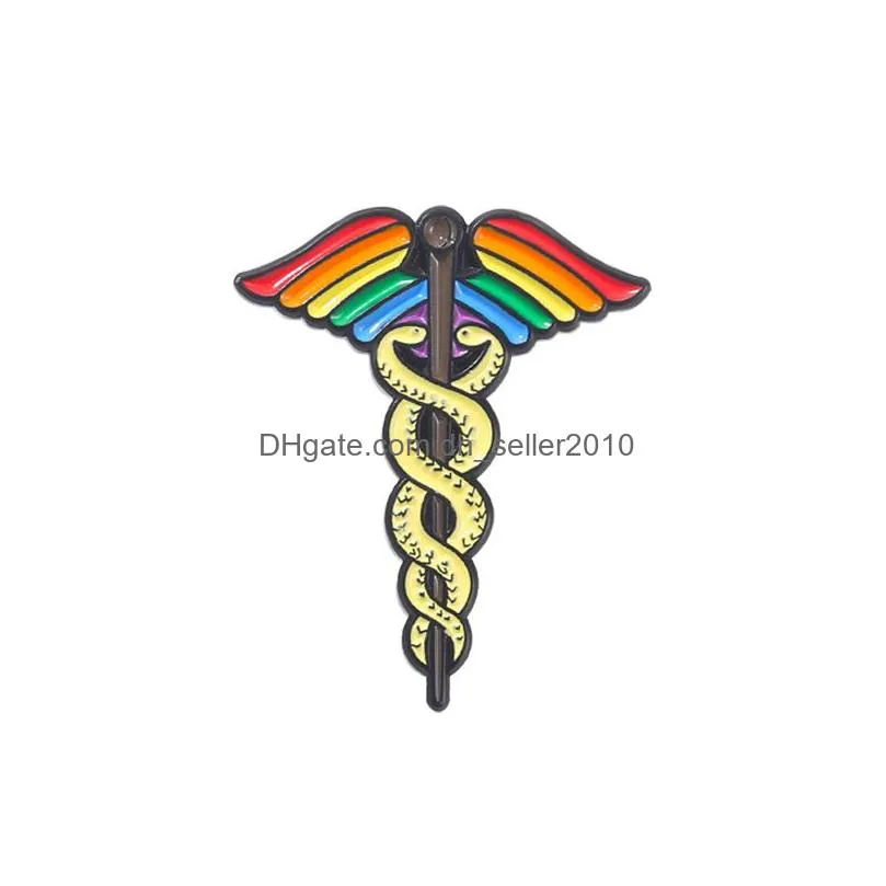 fashion jewelry vintage pins star of life medical logo brooch for man woman rainbow enamel angel wing snakes brooches