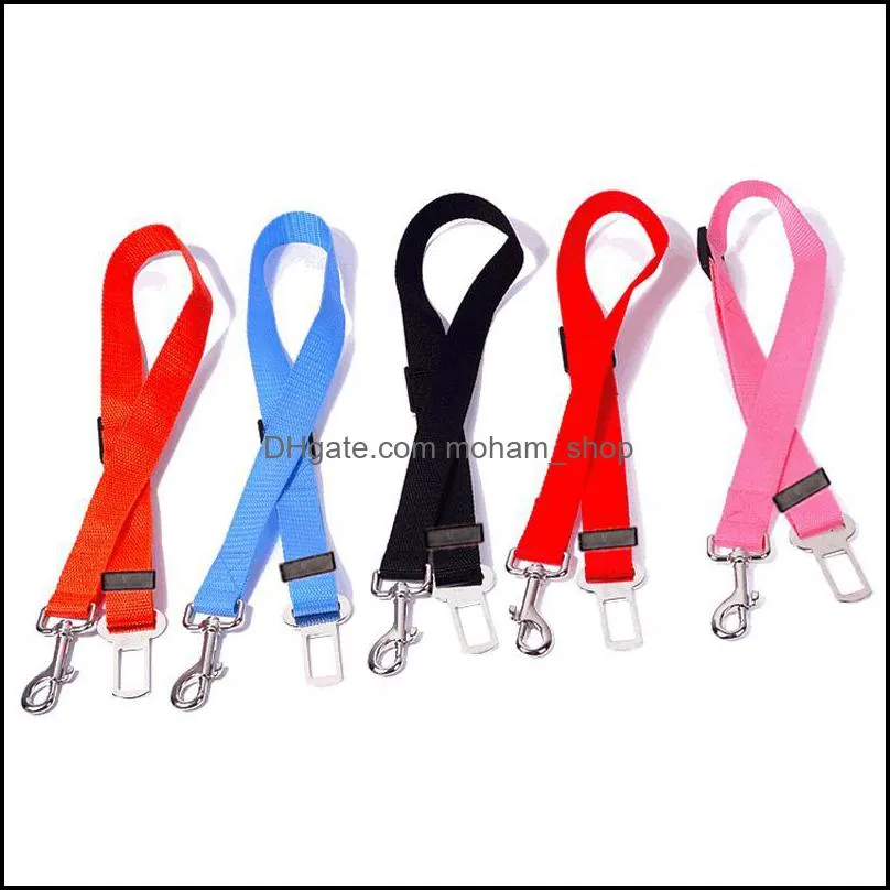 classic solid color dog leashes adjustable nylon car vehicle safety pet seat belt leashes seatbelt harness for dogs