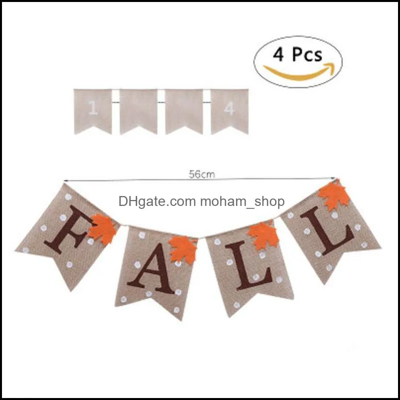 jute burlap flags banner fall banner flags happy thanksgiving day harvest fireplace mantel garland bunting decoration