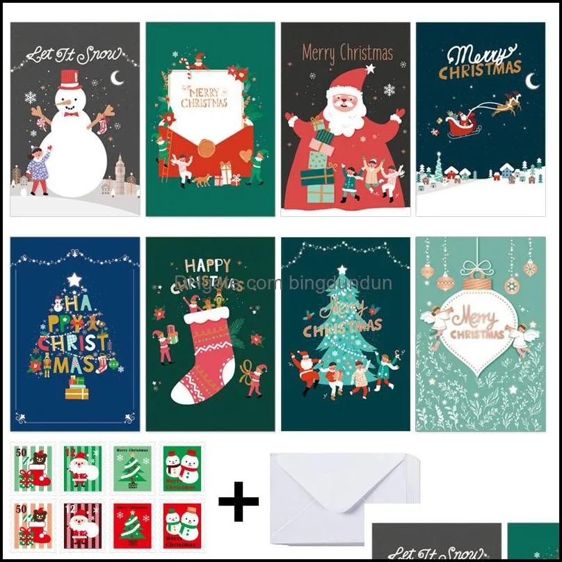 christmas greeting card new year gift card colorful christmas decorations diy thanksgiving blessing small suit paper card vt1895