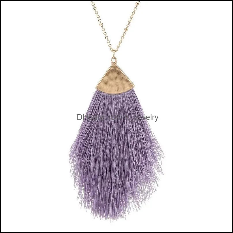  arrival sweater tassel necklace boho long triangle pendant necklace for women fashion colorful gold chain charm jewerly gift y