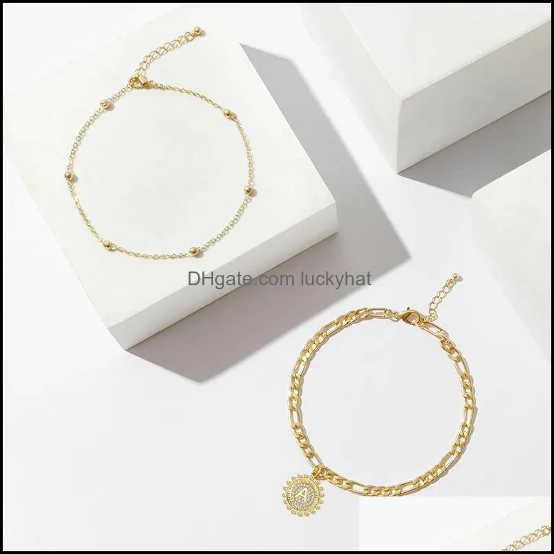 14k gold plated anklets ankle bracelets for women dainty layered chain initial anklet summer jewelry gifts 46 e3