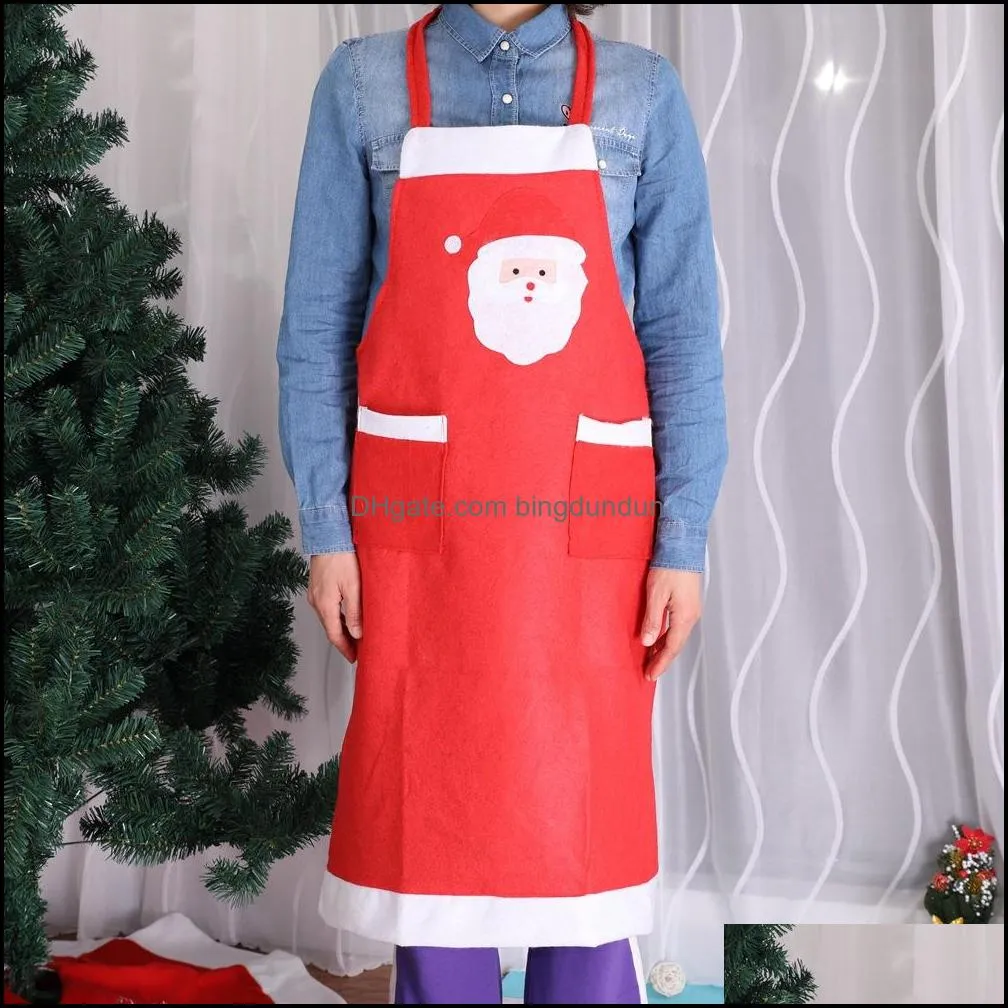 christmas apron for santa claus with pockets fabric kitchen accessories home baking cleaning dinner christmas party decoration dh0296