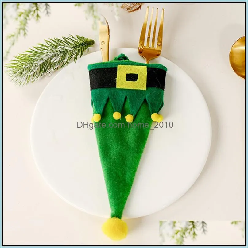 christmas hat storage bags tableware box cutlery case knife fork sets kitchen utensils dinnerware bag dinner set party supplies wll390