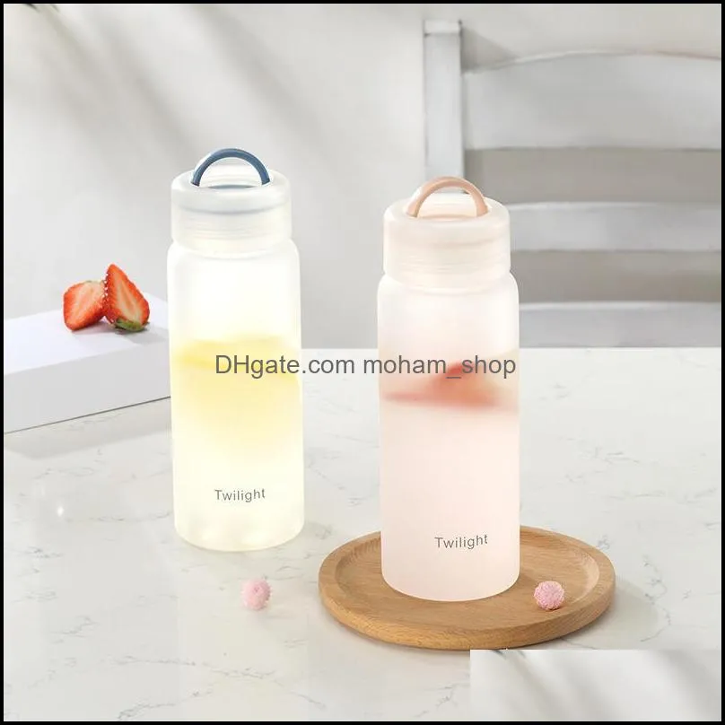 water bottles frosted matte clear glass bottle 420ml portable cute bpa waterbottle milk juice cup home office equipment gifts