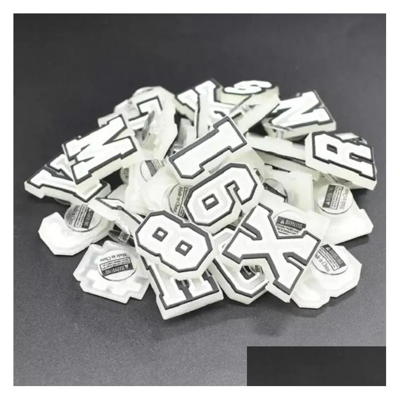 luminous letter number croc charms pvc shoecharms buckle soft rubber clog garden shoe flower decoration part gift