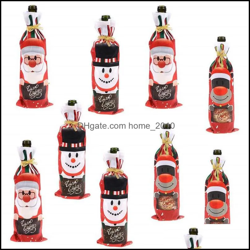 christmas decorations 2021 wine bottle cover bag navidad banquet dinner party xmas cute snowman table decor year supplies wy1428