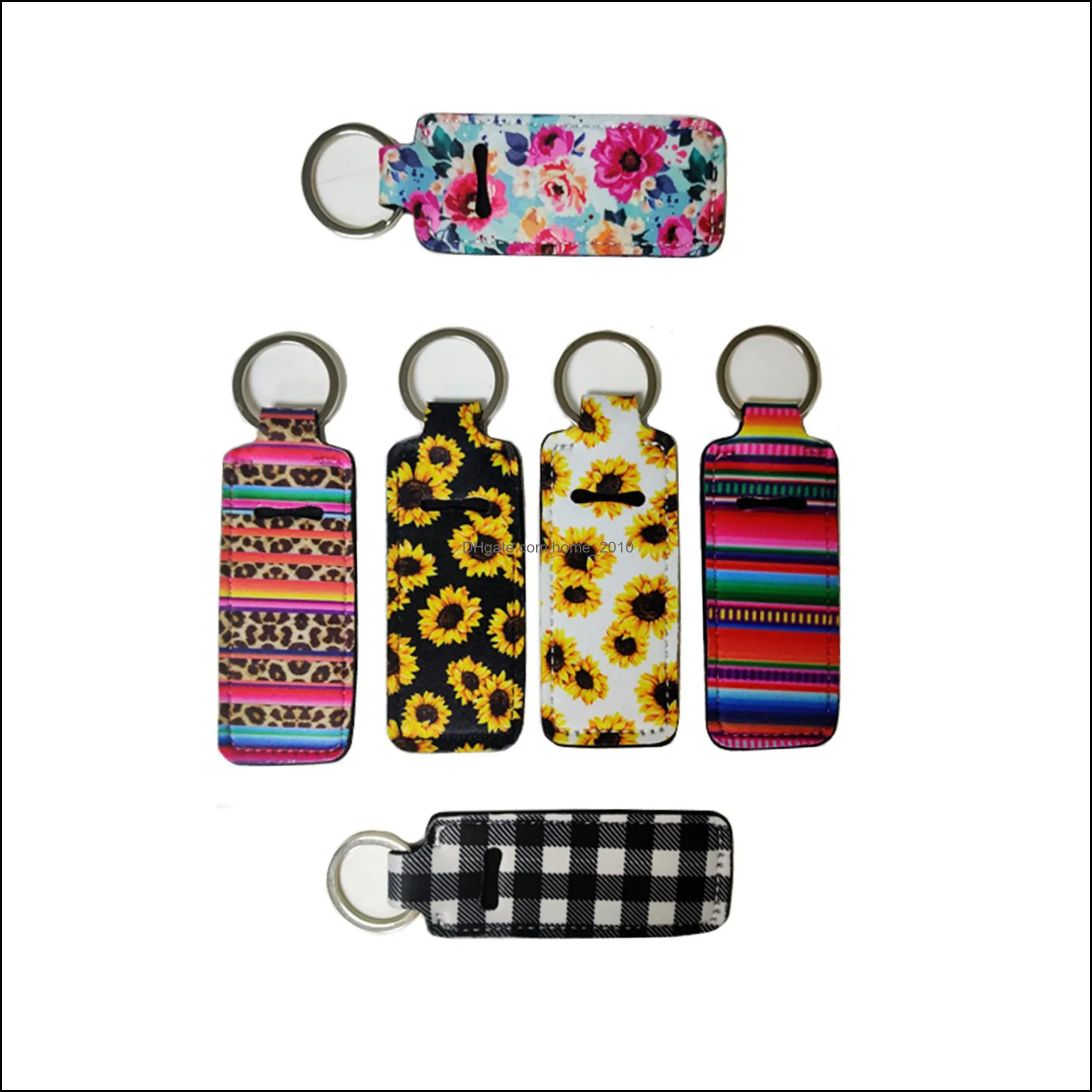 floral printed key chain wristband keychains neoprene key ring wristlet keychain party favor 11 designs wholesale wy563q