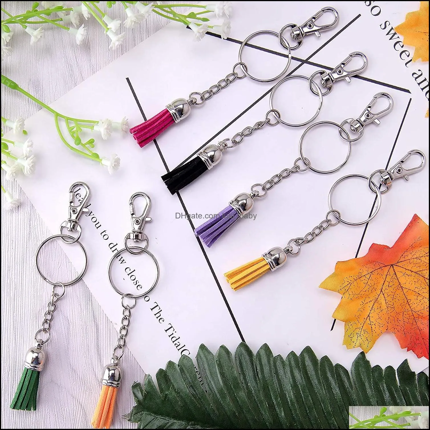 fashion key ring with chain charm tassel pendant bulk jewelry making for christmas diy keychain acrylic crafts q399fz