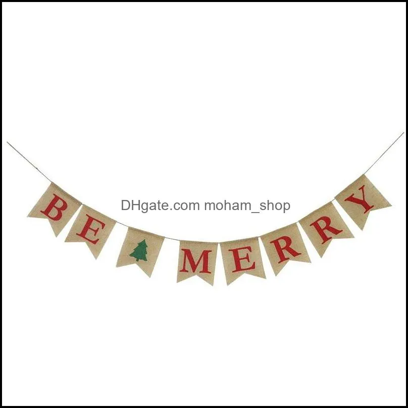 be merry burlap banner christmas burlap banner christmas tree garland holiday bunting home garden indoor outdoor christmas decorations