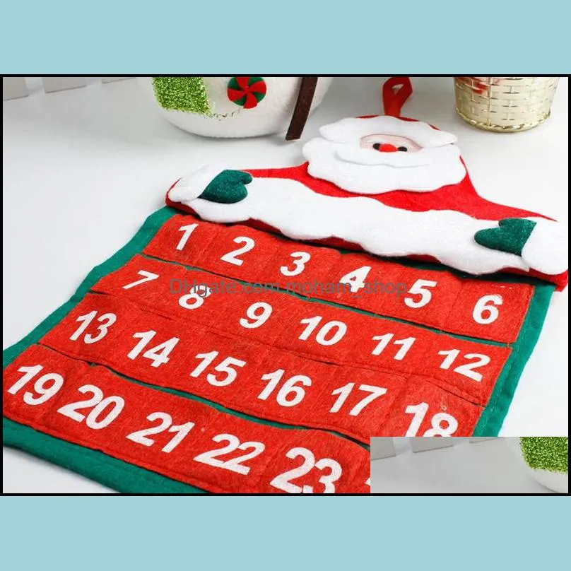 christmas countdown advent calendar with 24 pockets santa claus hanging felt calendar xmas home decor christmas decorations