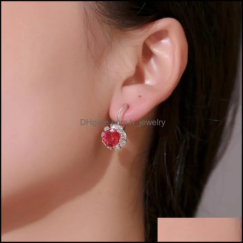 fashion sun flower stud earring multicolor crystal drop earrings long silver plated ear hook for ladies elegant wedding party