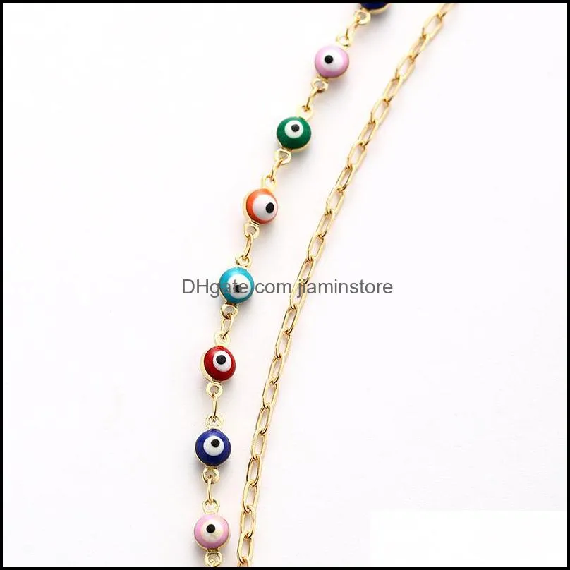 s2317 fashion jewelry evil eye bracelet beaded colorful blue eyes chain bracelets c3