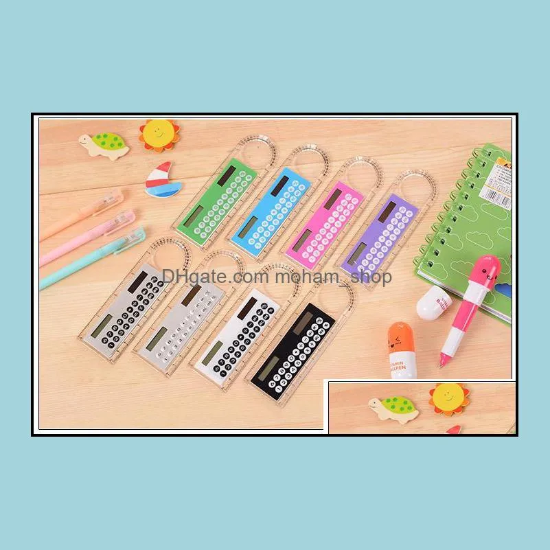 student ruler calculator plastic mini multifunction calculator creative stationery portable solar calculator straight ruler wholesale