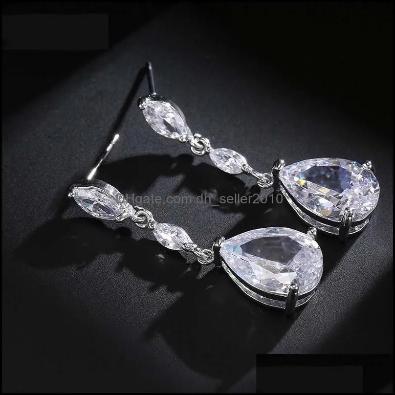 cubic zirconia stud earring for women teardrop earrings with marquis and pearshaped dangles as bridesmaid jewelryz