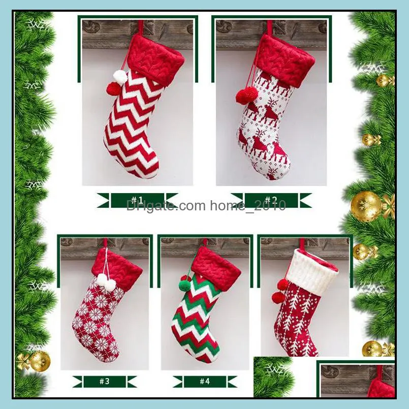 knitted christmas stockings tree hanging candy gift bag festival holiday decor ornaments kids xmas gift hanging bags ysy281l