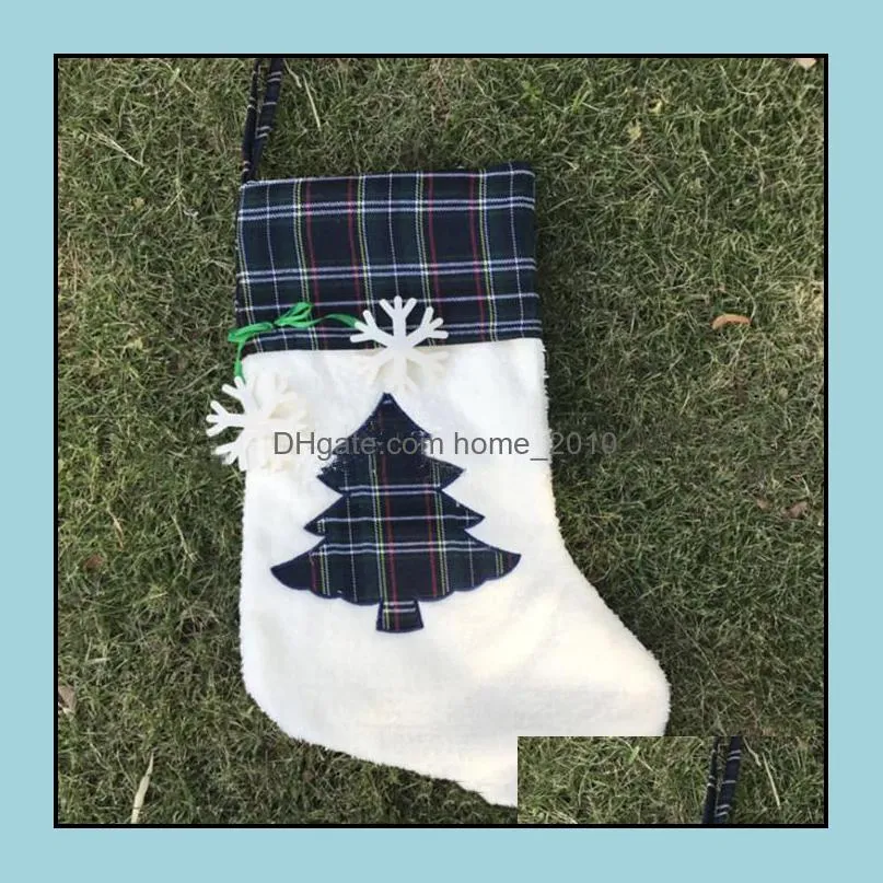 large fluffy santa socks christmas pet dog plaid paw stocking hanging fireplace xmas tree christmas decoration yhm2261