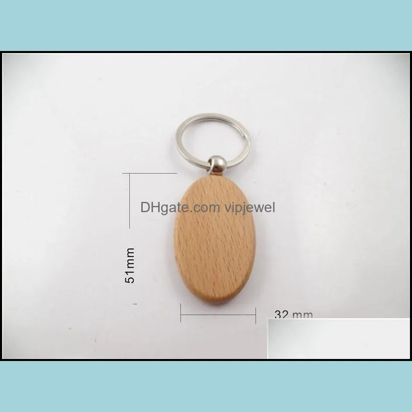 diy blank wooden keychain rectangle square round heart shaped oval keychains wood key chain ring business gift dhs d274lr