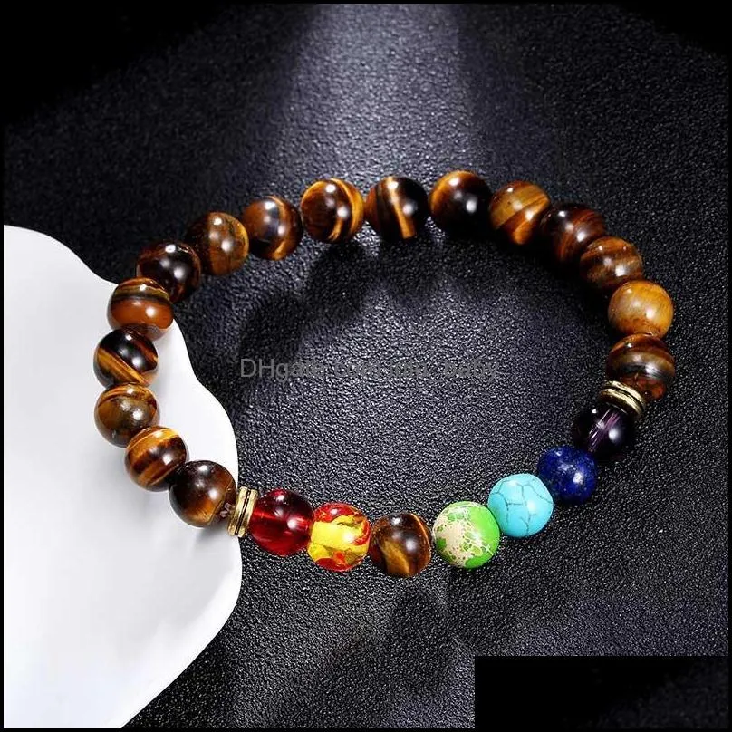 fashion 7 chakra bracelet lava volcanic stone bead bracelets natural stone yoga bracelet healing prayer balance buddha beads bracelets