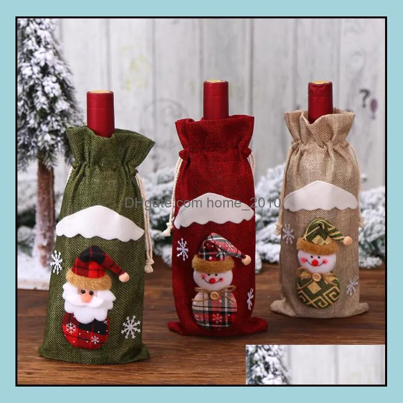 red wine bottle cover xmas santa champagne bag christmas decorations 30x14cm bottles bags gifts lxl346