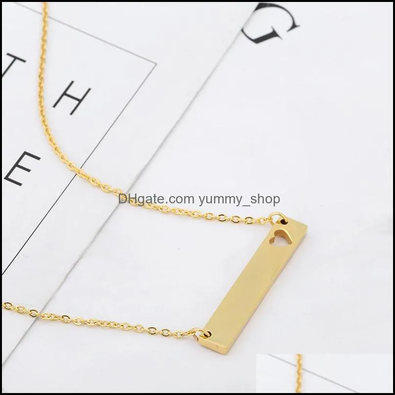 love heart necklace est fashion gold solid blank bar pendant necklaces stainless steel for buyer own engraving jewelry diy