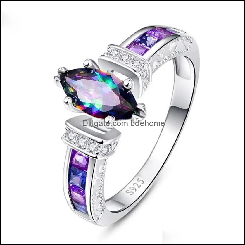 special marquise shape shiny purple cz prong setting fashion cocktail party rings for women size 610 wholesale lots bulk bdehome