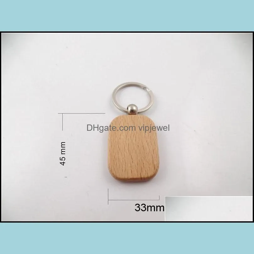 diy blank wooden keychain rectangle square round heart shaped oval keychains wood key chain ring business gift dhs d274lr