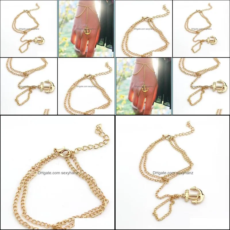 charm bracelets unique anchor finger ring slave hand harness infinity bracelet