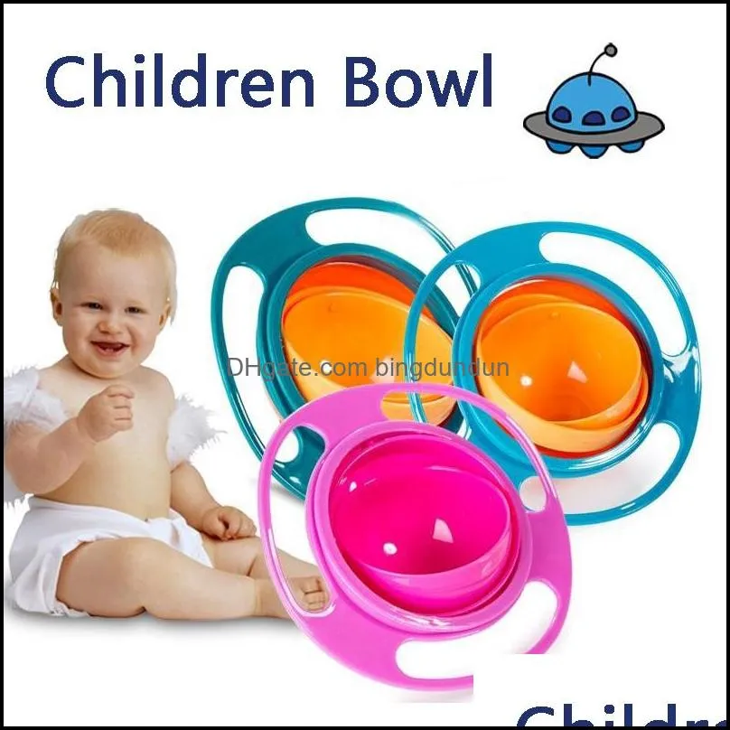 kid gyro bowl practical design tableware children rotary balance novelty gyro umbrella 360 rotate spillproof solid feeding dish