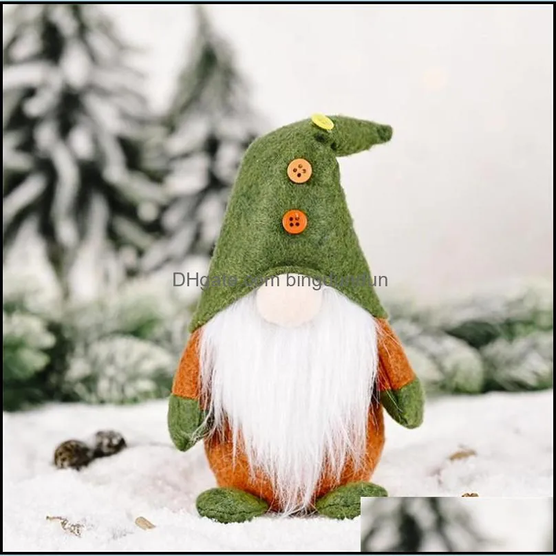 party favor christmas decoration supplies knitted nonwoven standing faceless doll creative green santa claus ornaments paf12287