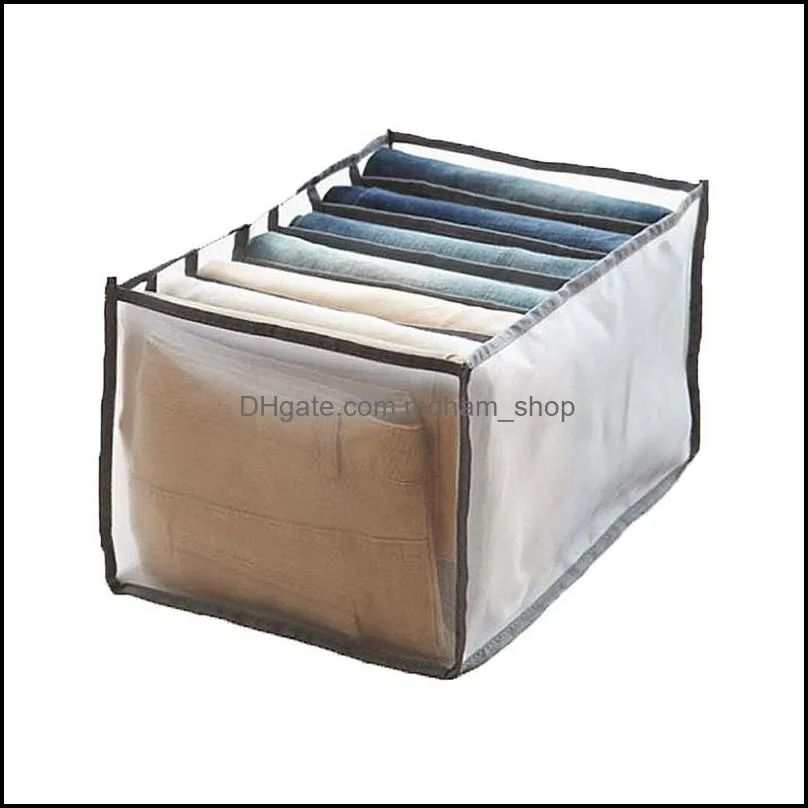 storage bags 7 grids box clothes jeans wardrobe organizer stacking pants tshirt drawer separator foldable closet washable tidy home