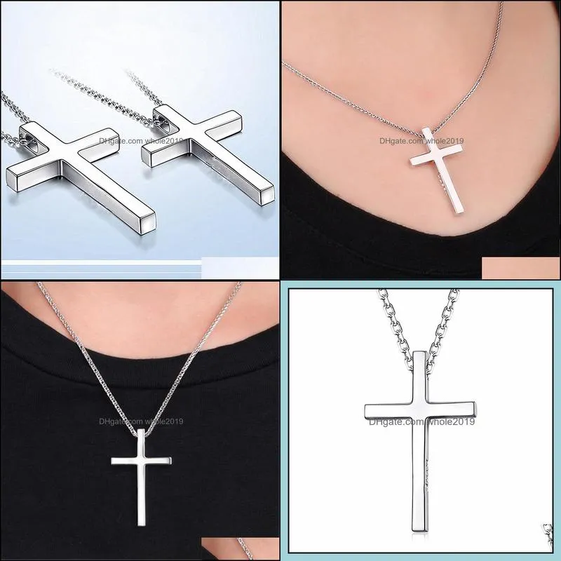 glossy cross pendant necklace simple fashion creative exquisite gift pendant hip hop chain necklace cool jewelry gift couple necklaces