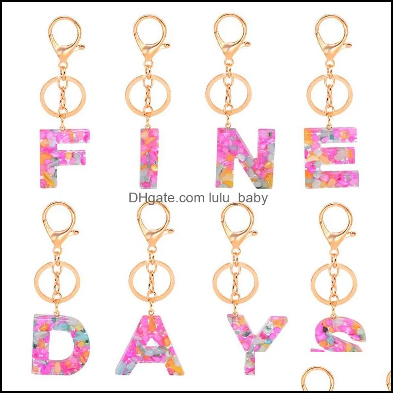 acrylic 26 letters keychain for women az capital keyring resin alphabet pendant keyfobs charm jewelry accessories p308fa
