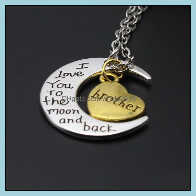 statement necklaces engraving pendants high quality jewelry i love you family necklaces 925 silver 24k gold chains necklaces