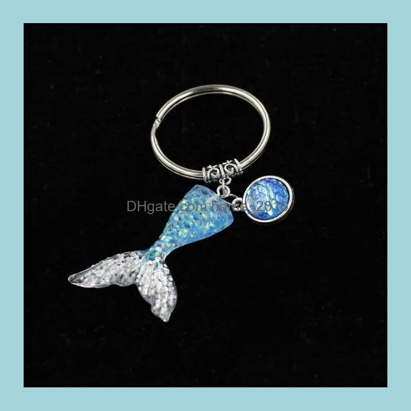sea mermaid key chain gradual fishtail fish scale key chain pendant christmas sequins decorated small gifts wq106